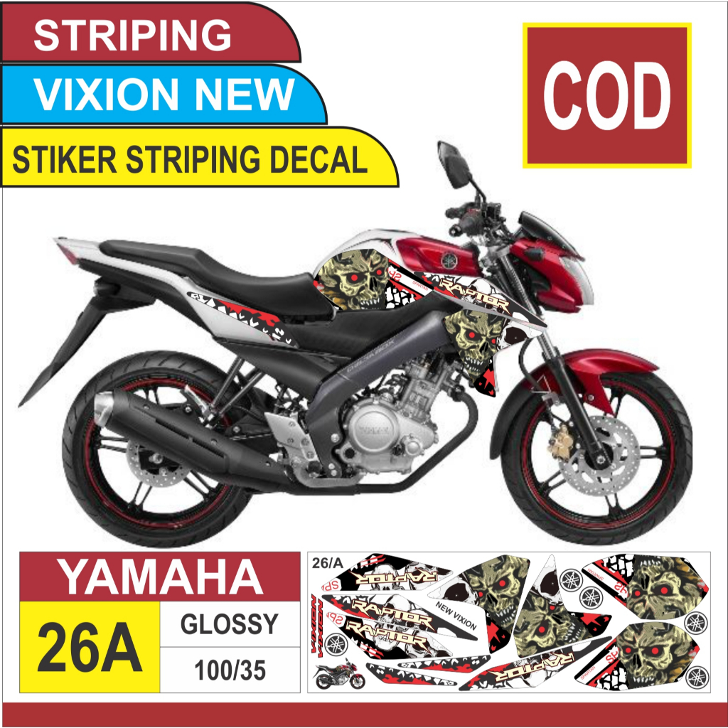 stiker body yamaha  vixion 2012 2015 tengkorak striping vixion les yamaha vixion