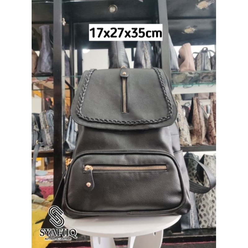 Tas Ransel Wanita Backpack Tas Punggung Wanita Kulit Sapi Asli (Size M)