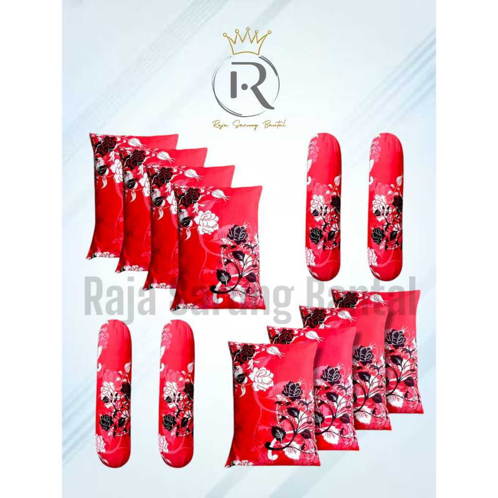 RJS - GROSIR 1 LUSIN Sarung Bantal 8pcs Sarung Guling 4pcs Motif Bunga Manohara Bahan Adem TERBARU