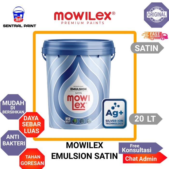 Mowilex Emulsion Satin Cat Tembok Interior Anti Bakteri 20L
