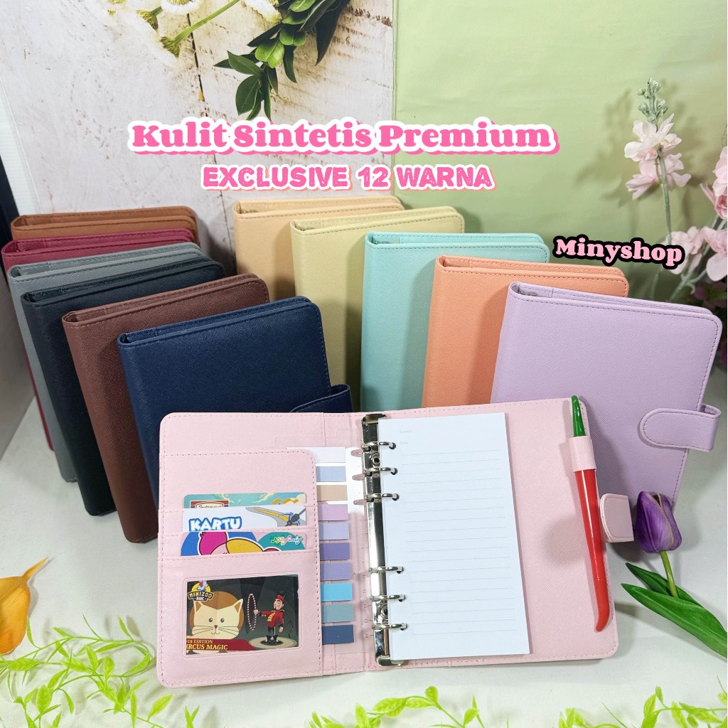 

Binder polos A6 6 ring Eksklusif Agenda A6 Polos Ring Binder A6 Dompet Keuangan Bahan Kulit Termurah