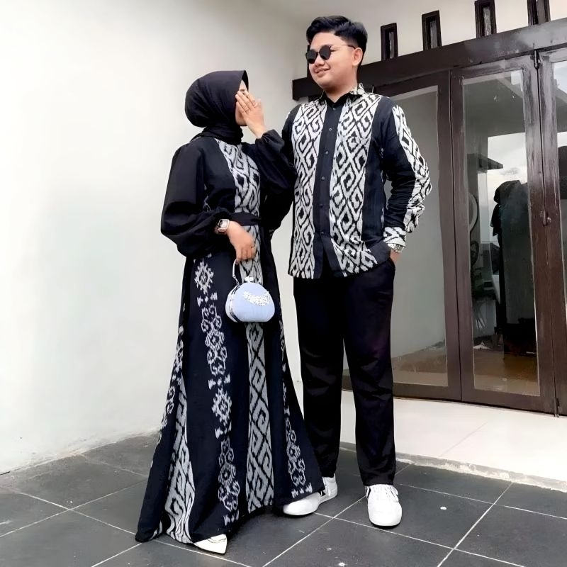 Baju Couple Tenun Pasangan, Dress Gamis Tenun, Kemeja Tenun Asli Troso A01