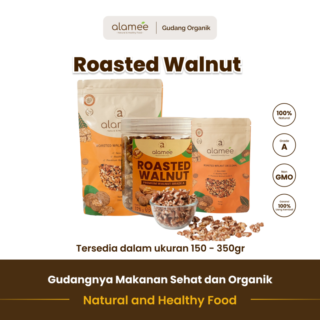 

Kacang Walnut Panggang Roasted Walnut Kacang Otak Matang Oven Pure Original 175gr