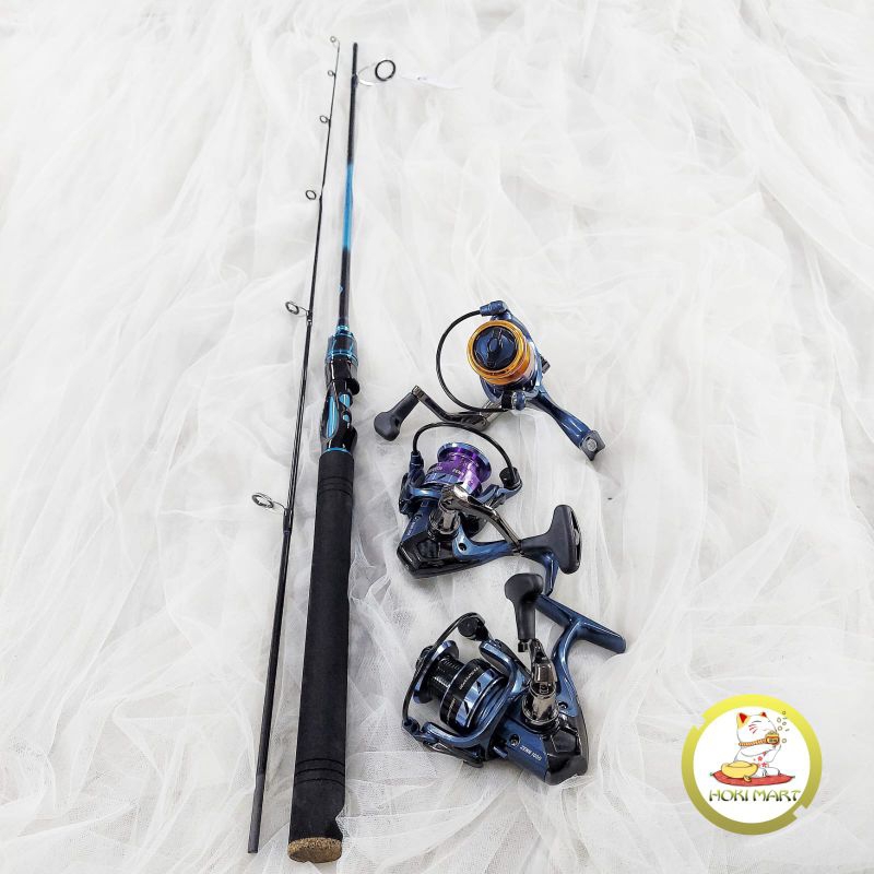 Joran set spinning TZURY KEIKO + reel spinning SILVER/set joran spinning