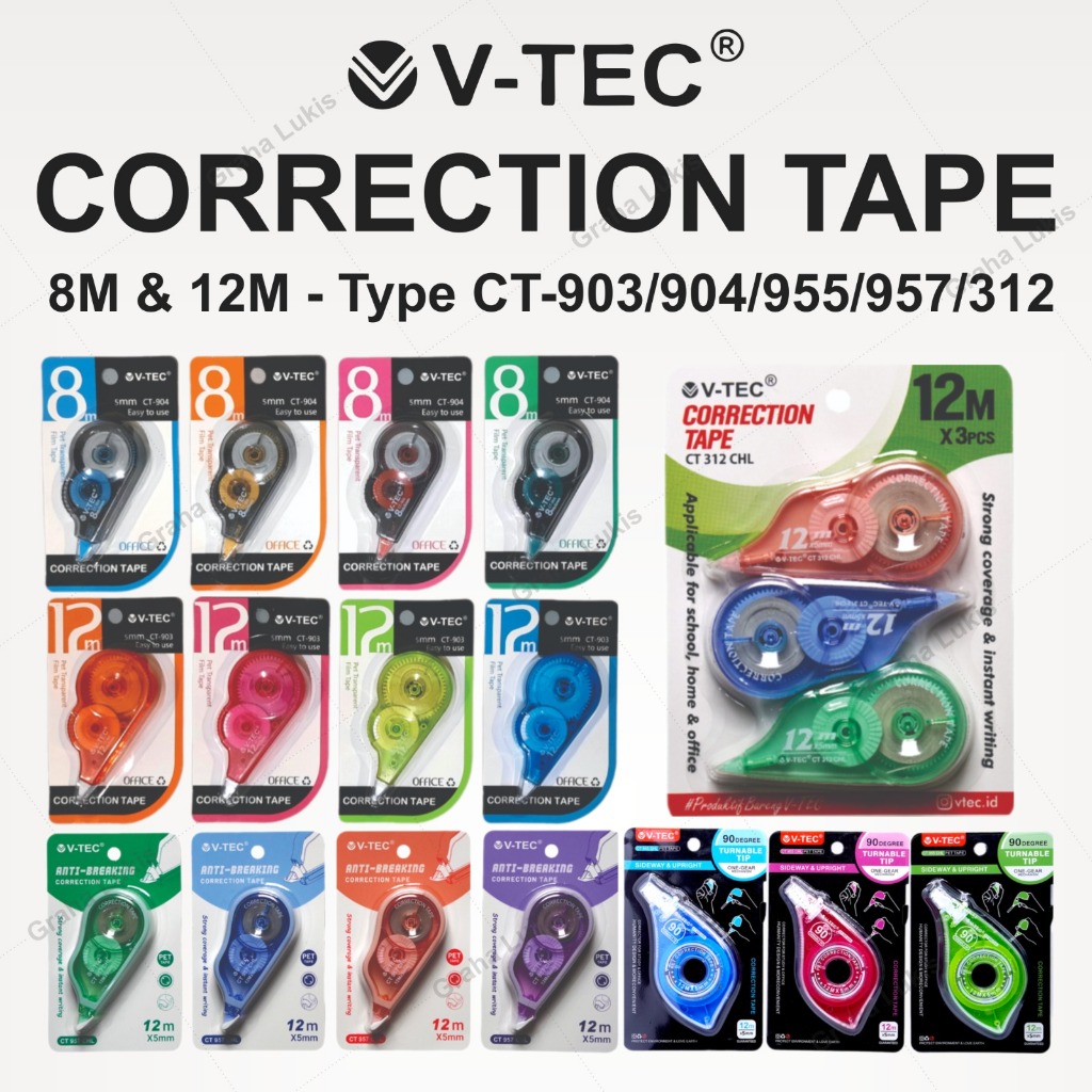 

Correction Tape V-TEC 8M / 12M - CT-312 / CT-903 / CT-904 / CT-955 / CT-957