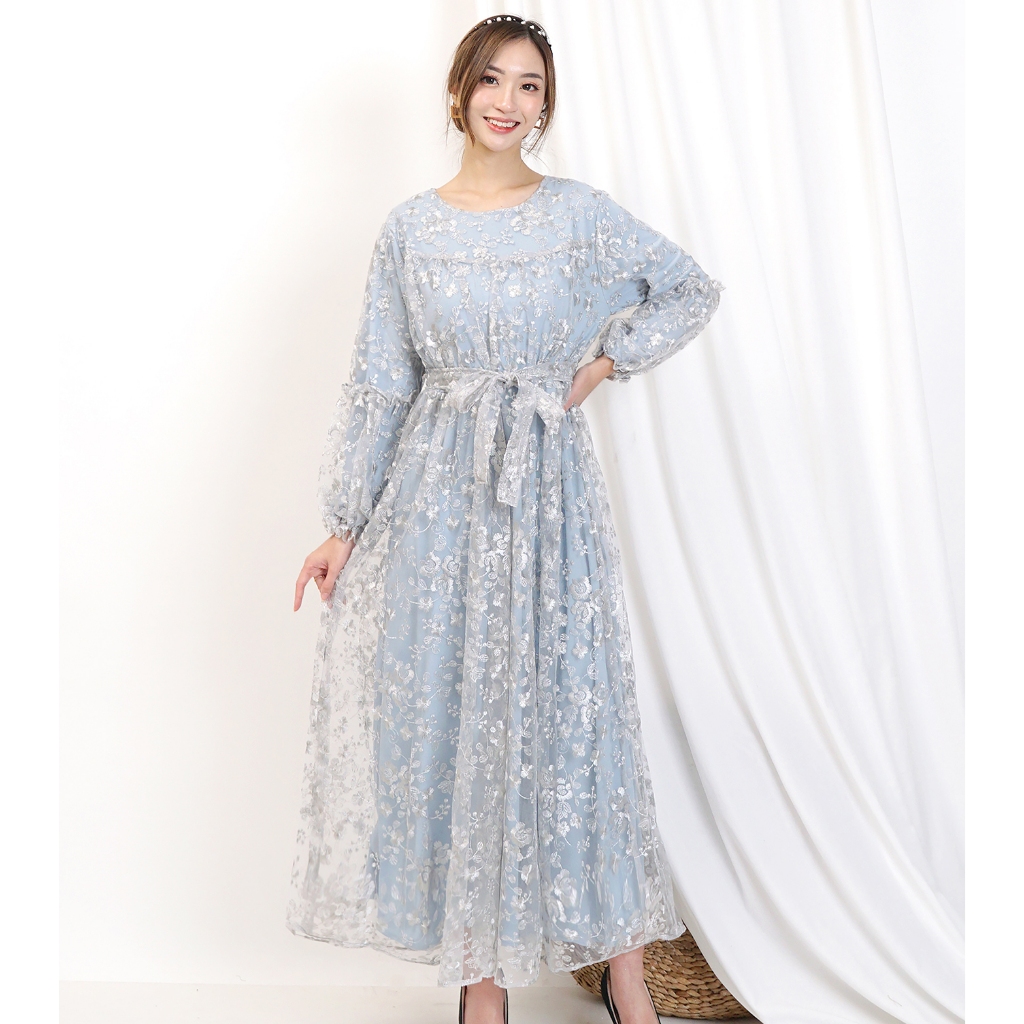 Ken-252 Long Dress Wanita Kondangan Formal / Gaun Bridesmaid Kekinian / Baju Muslim Mewah Elegan