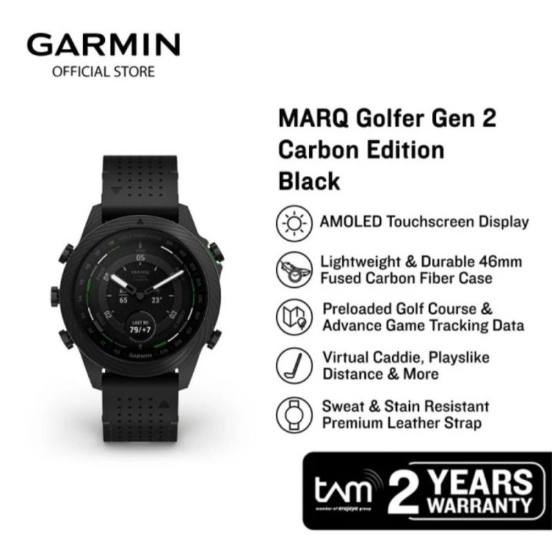 GARMIN MARQ Golfer Gen 2 Carbon Edition Black Golf Smartwatch Garansi TAM