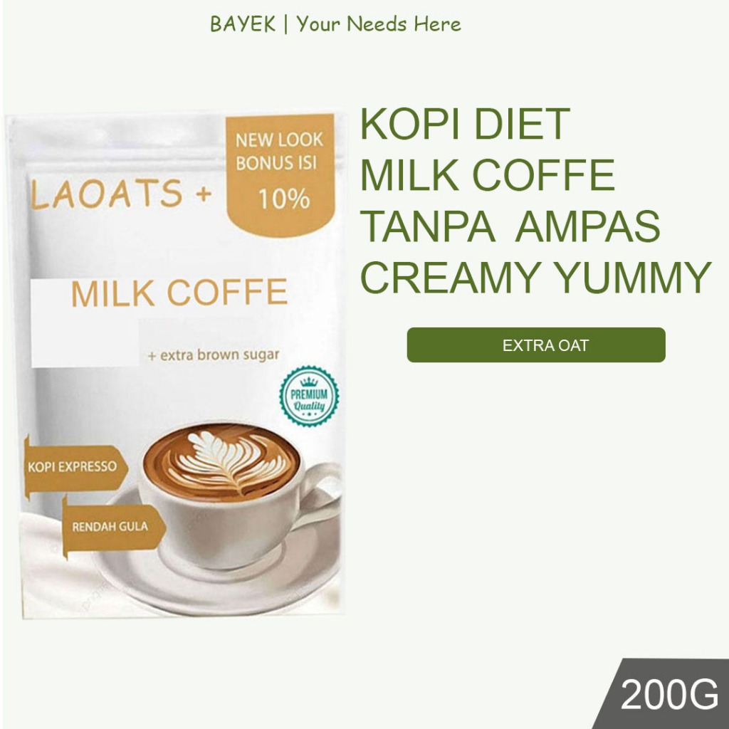 

Kopi Bubuk Tanpa Ampas Pelangsing Badan Minuman Diet Kopi Penurun Berat Badan Rendah Lemak Low Fat Milk Laoats
