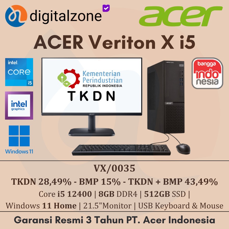 TKDN ACER VERITON X i5 12400 TKDN PC ACER VX/0035 VERITON X VX/0035