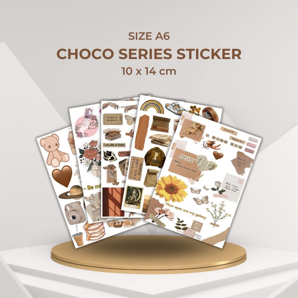 

Stiker Aesthetic Choco Series Stiker Aesthetic Deco Planner Album Scrapbook Journal Freebies Notes DIY Sticker Size A6 10 x 14 cm