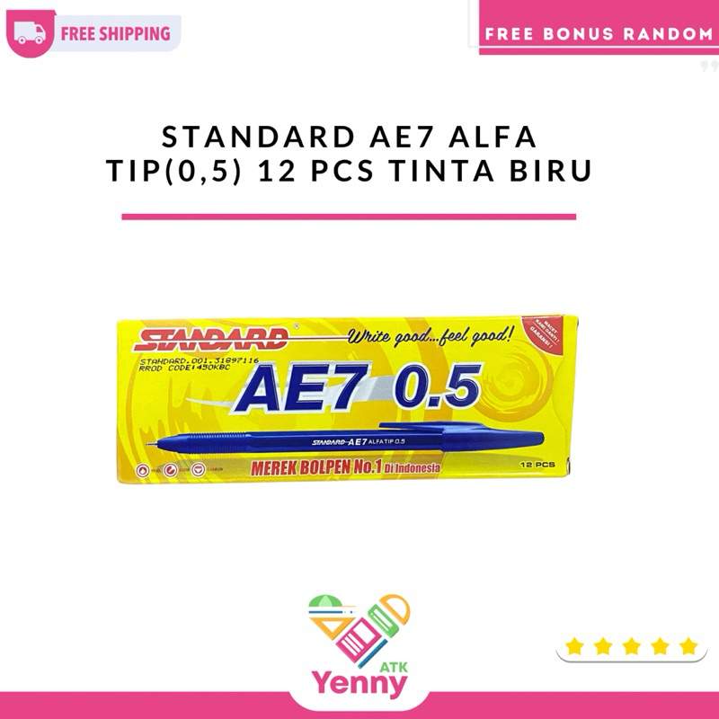 

Pulpen Standard AE7 Biru (0,5) | Pulpen Standard 1 Pack | Pulpen Standard Biru ( pack/pcs)