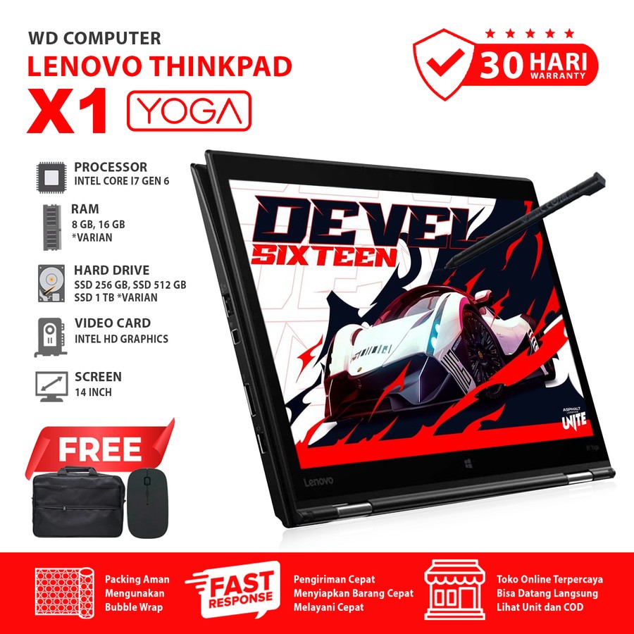 Lenovo Thinkad X1 Yoga Intel Core I7-6600U I Ram 8 Gb Ssd 512 Gb I With Stylus Pen I Bonus Mouse Tas