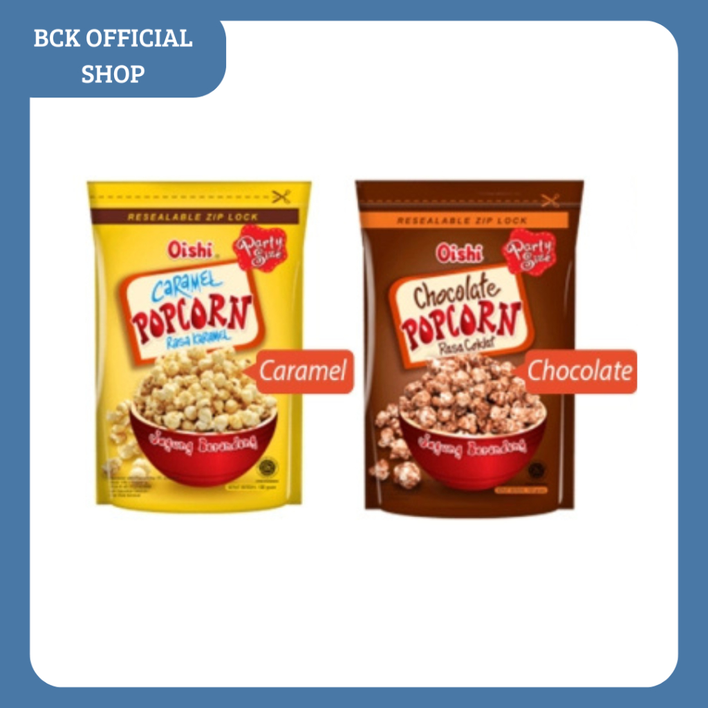 

Oishi PopCorn Varian Rasa 100gr Kemasan Pouch Rasa Coklat | Rasa Caramel (PCS)