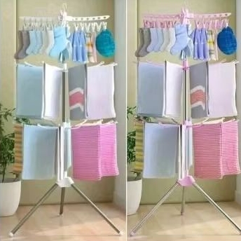 jemuran pakaian bayi 3susun, jemuran menara, rak pengering pakaian lipat, gantungan baju