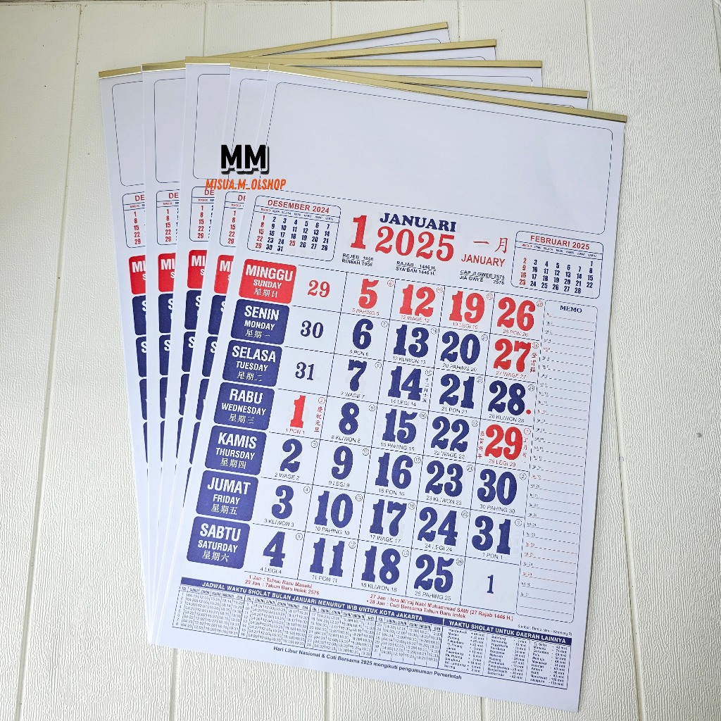 

KALENDER KERJA 32 X 48 CM KERTAS HVS 80 GRAM TULISAN CHINA KECIL TAHUN 2025 KALENDER KERJA TERBARU
