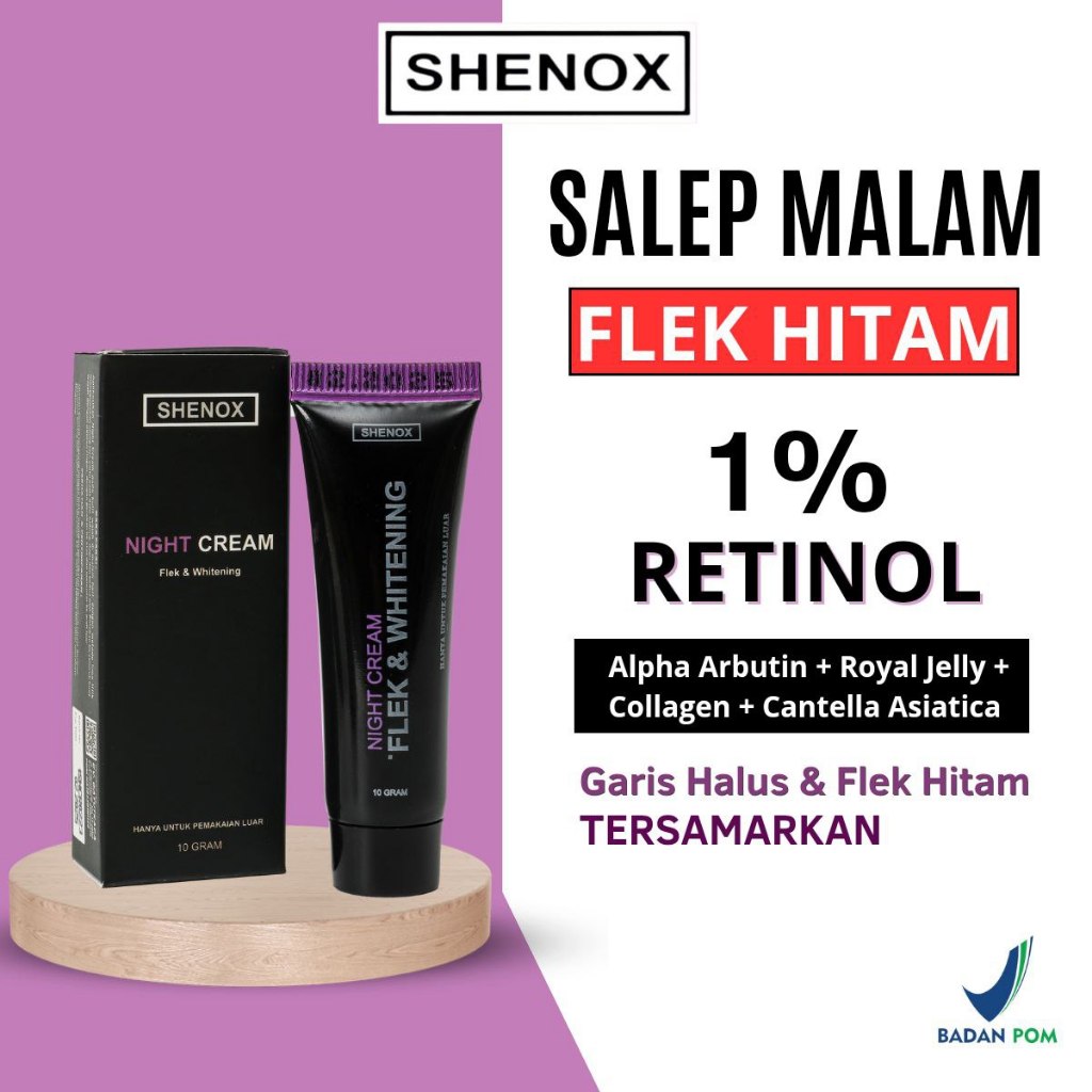 Shenox Skincare Salep Flek Night Whitening Resmi BPOM | Salep Malam Flek Hitam Night Cream Flek & Wh