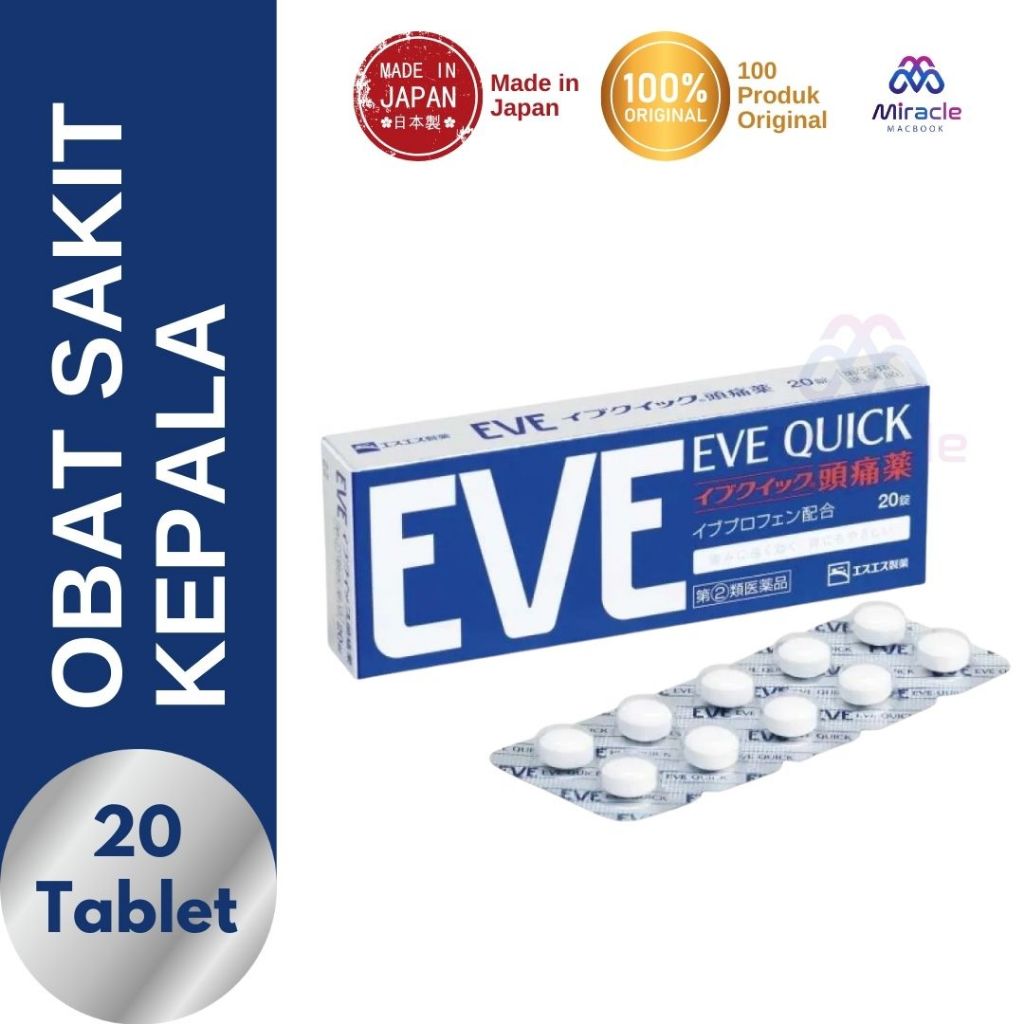 EVE Quick Headache 10 TAB(ECERAN) Original JEPANG (Obat Sakit Kepala) Free Bubble Wrap