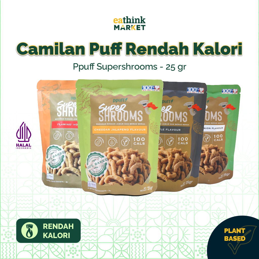 

Camilan Sehat Rendah Kalori Tanpa MSG Ppuff SuperShrooms - SuperShrooms 25 gr / 50 gr