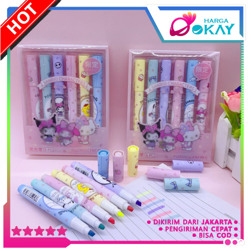 

HO Set Highlighter Warna Warni Karakter Kartun 6PCS Motif Spidol Warna Pastel Pen Diary Marker Stationery Lucu Unik Penanda Buku Warna Warni Pena Ujung Lembut