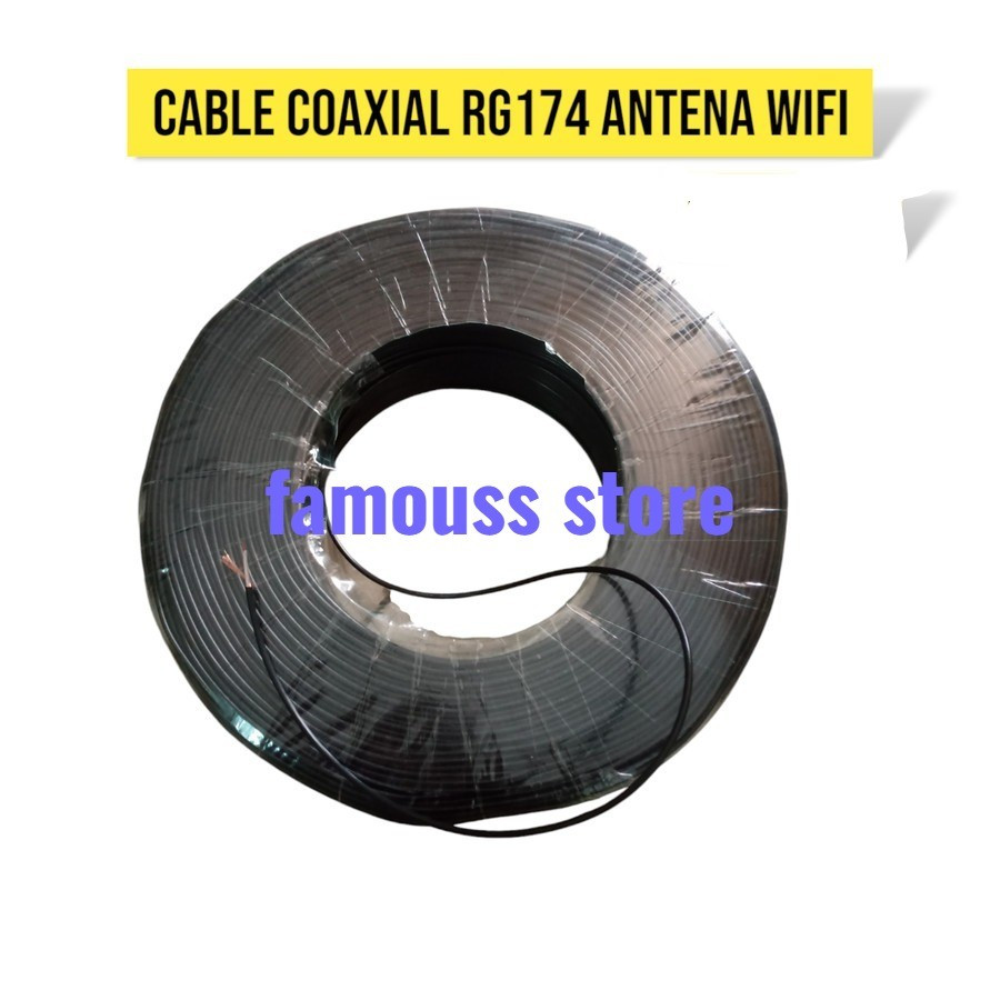 Kabel Coaxial RG174 router Antena Wifi Warna Hitam ( Eceran Permeter )