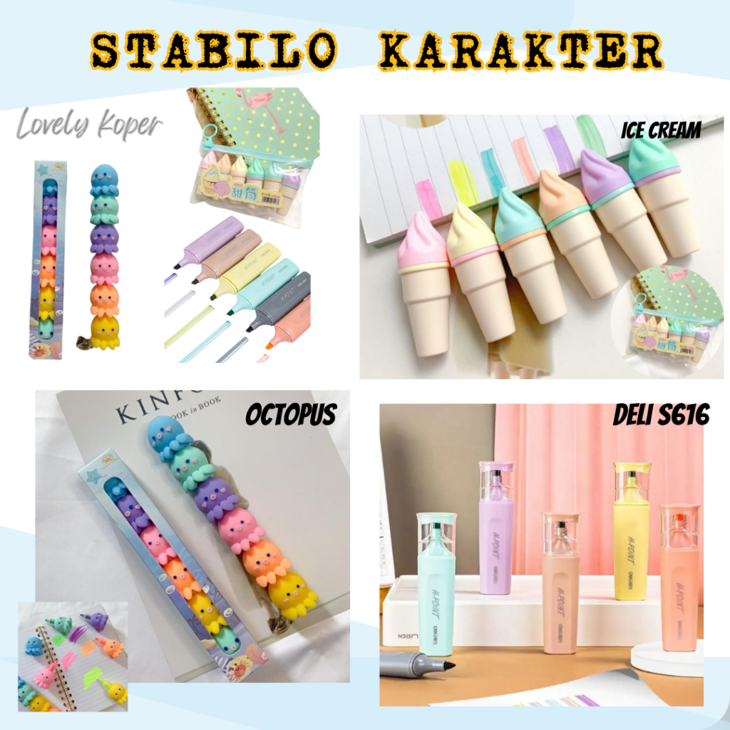 

Stabilo Deli Stabilo Highlighter Set Karakter Lucu Alat Tulis Korea Impor Ubur Ubur Gurita Octopus Es Krim Ice Cream Mini Stabilo Kiyowo