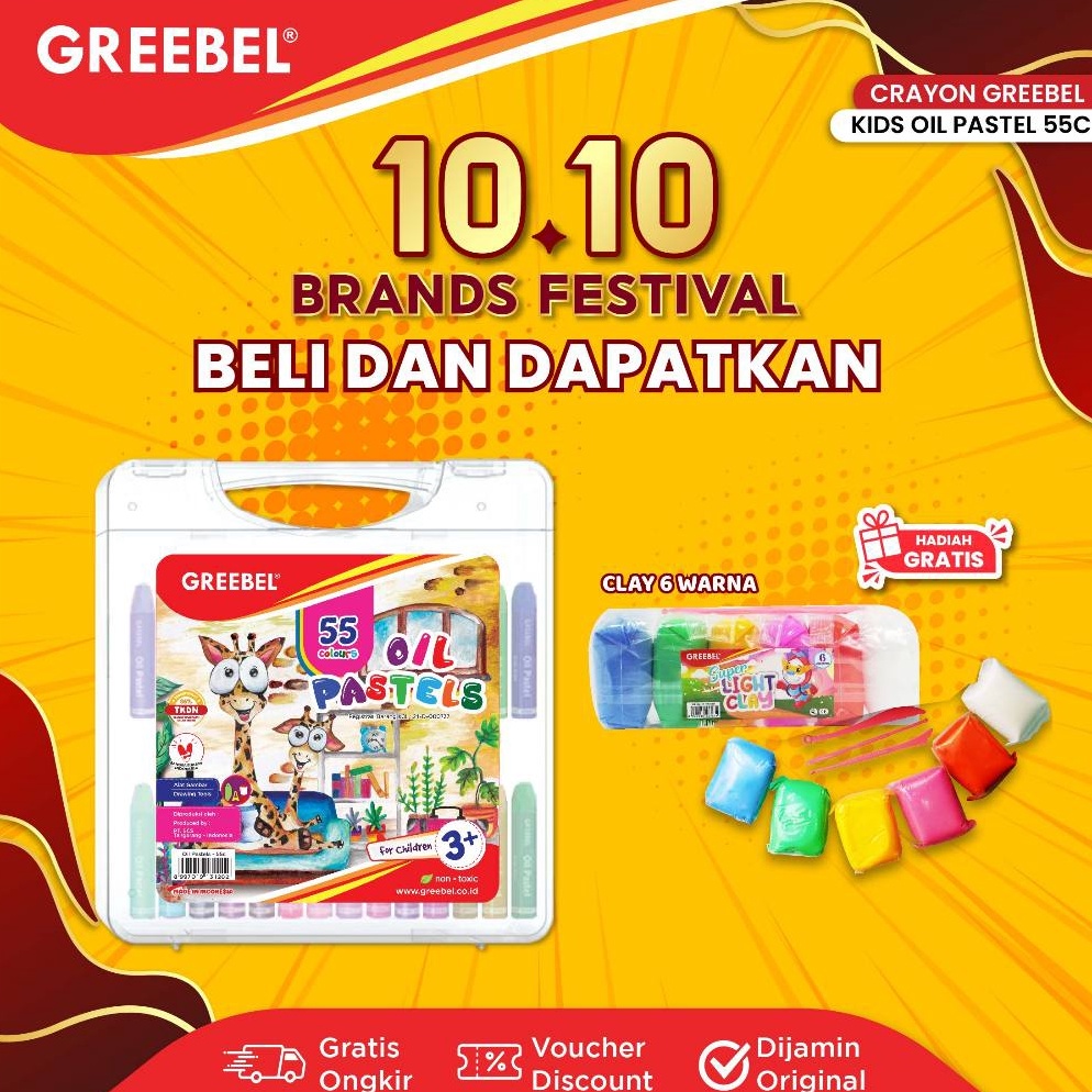 

KODE H73V GREEBEL Crayon Krayon 55 Warna Crayon Kids Oil Pastel 55 KOP 55C Crayon Greebel 55 Warna