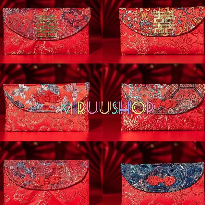 

HJ6 Angpao dompet kain sangjit shuangxi imlek hoki hh quality