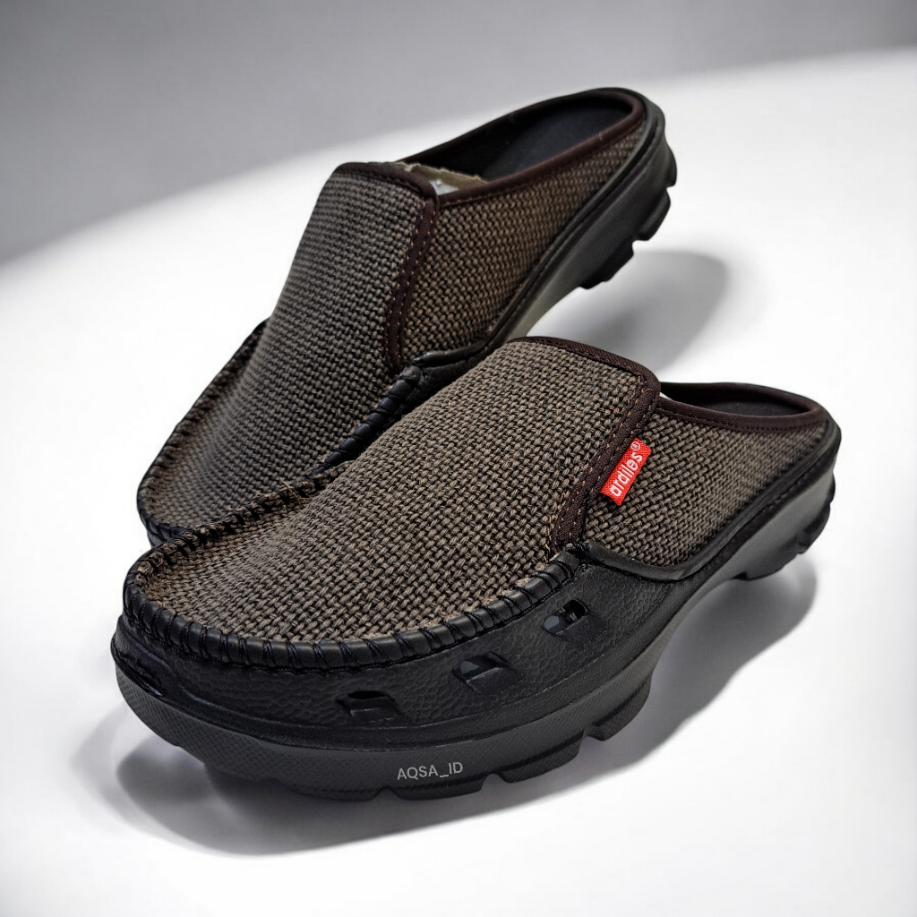 ardiles brod slip on pria bahan canvas size 39-43 warna coklat