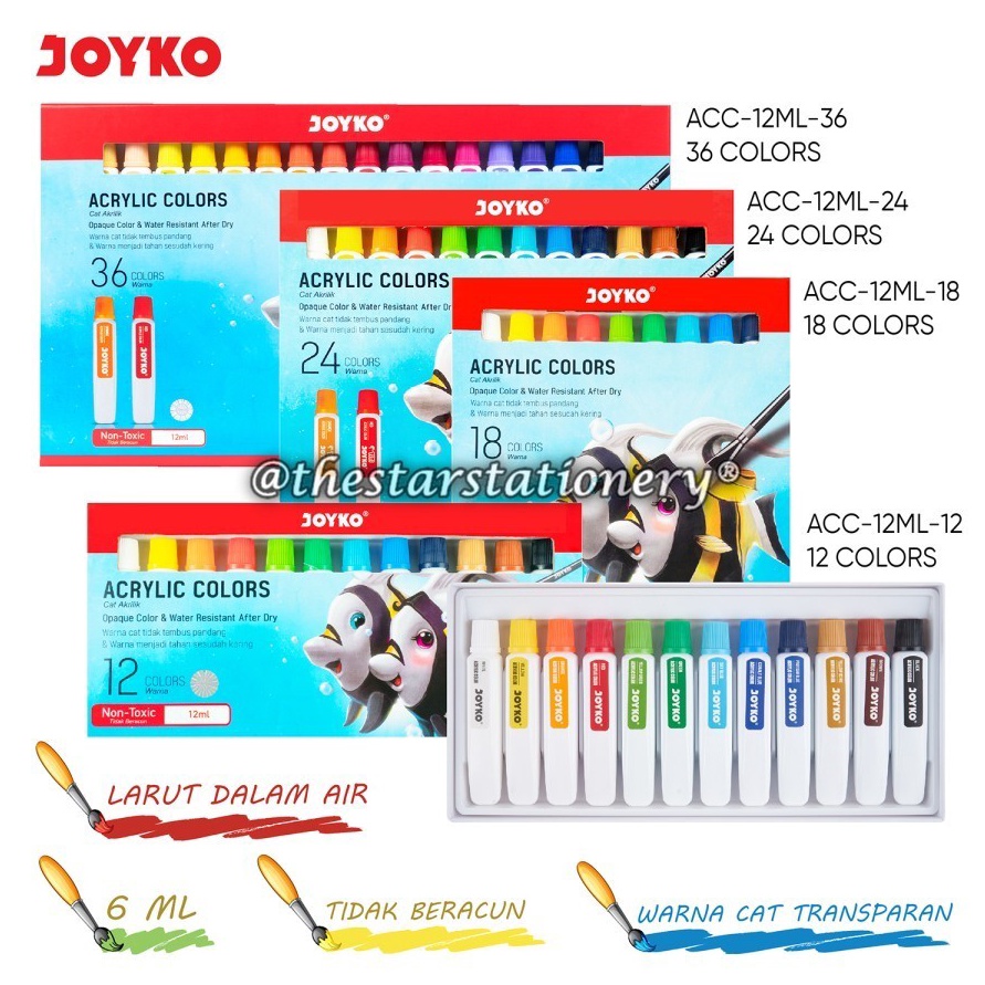 

KODE E23E 1 Set Cat Akrilik Joyko ACC12ML12 ACC12ML18 ACC12ML24 ACC12ML36 Joyko ACC12ML