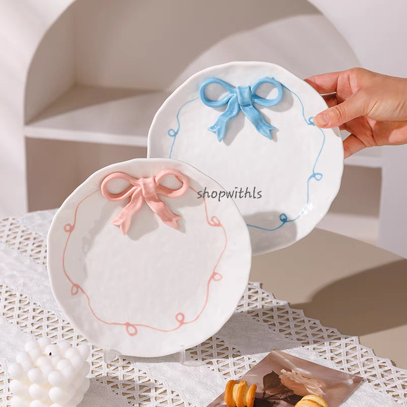 COQUETTE PLATE/Aesthetic vintage Korean Plate/Cute Ceramic Home Cafe Plate