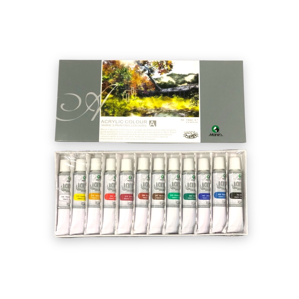 

KODE E56N Cat Acrylic Maries 12 Warna 812 Acrylic Colours Maries Set 12 W Cat Akrilik Lukis SHABG