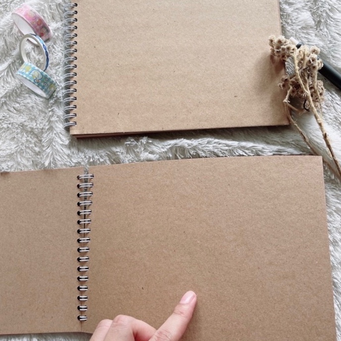 

HJ6 Scrapbook Album A4 Notebook Photo Journal Buku Vintage Polos Coklat Kado Unik