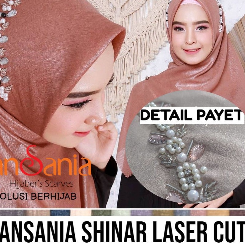 ORDER PAYET ANSANIA SHINAR LASER CUT Hijab Pesta Acara Glamour Gliter Hijab Segi empat Polos Premium