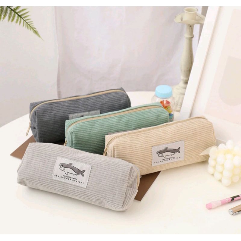

[AJS] Sharkie Tempat Pensil Corduroi Hiu Lucu/Pencil Case Bludru