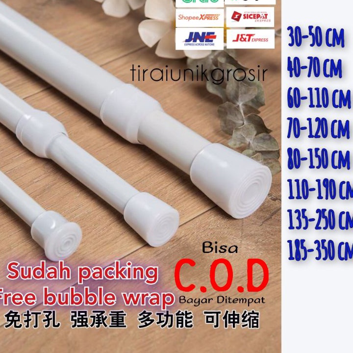 BERKAH TIANG BATANG BESI TELESKOPIK FLEKSIBEL GORDEN TIRAI KAMAR MANDI KOLONG DAPUR