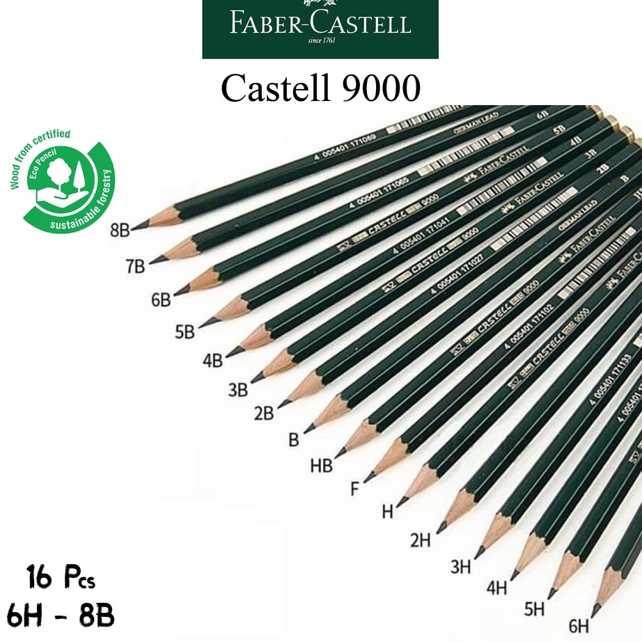 

MURRRMERRR Paket Pensil Faber Castell Lengkap H HB F B 2H 3H 4H 5H 6H 2B 3B 4B 5B 6B 7B 8B 16 Jenis Pencil