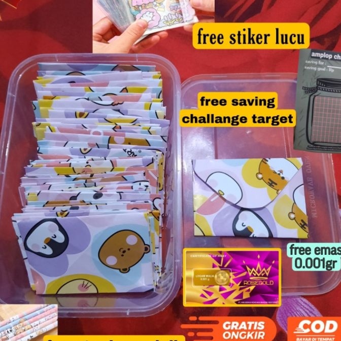 

HJ6 saving challance 1 amplop amplop m free box dan stiker amplop target menabung