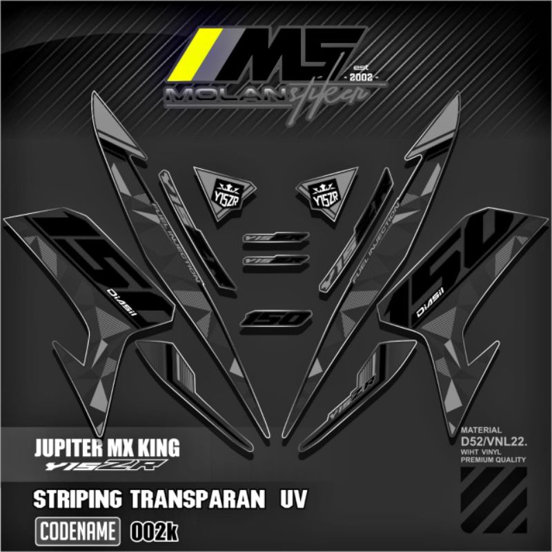 Decal Sticker Striping Variasi Transparan Uv Mx King 150 Yamaha Jupiter Mx King 150 Y15ZR Y16ZR SNIP