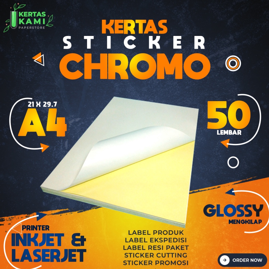 

PROMO SEMANGAT Stiker Chromo Glossy A4 isi 5 Lembar Kertas Sticker Chromo Bontax Bontak 17 gsm ukuran A4 isi 5 lembar Mengkilap Label Resi dan Produk mengkilat Merk FASTAC 17 gram Kromo Cromo Inkjet Printer