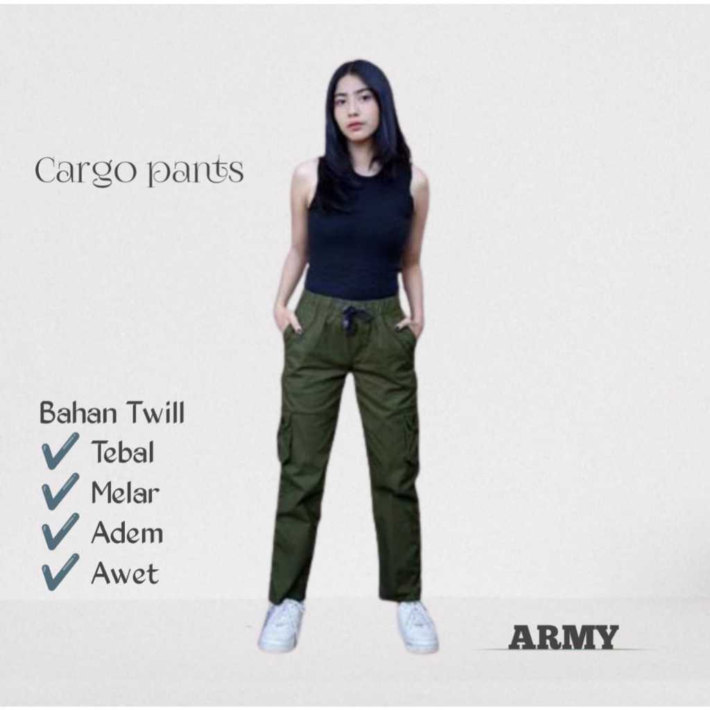 CELANA CARGO WANITA - CELANA PANJANG CARGO WANITA - CARGO PANTS WANITA - CARGO BAGGY PANTS WANITA - 