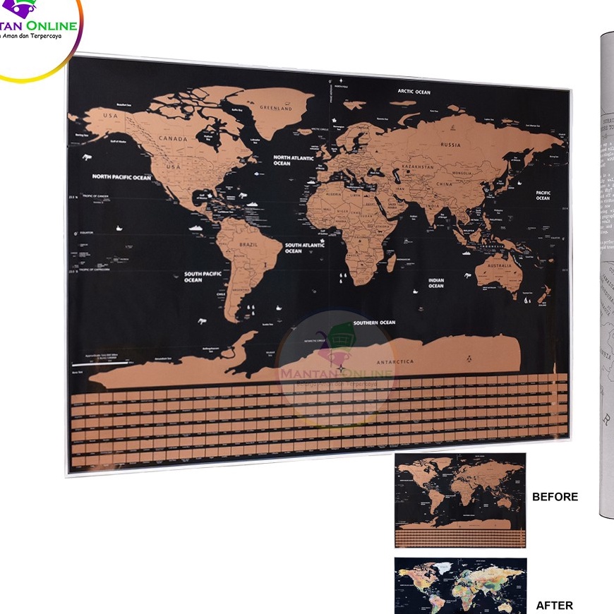 

Wow Poster Peta Dunia Deluxe Scratch World Map National Flag for Travelers