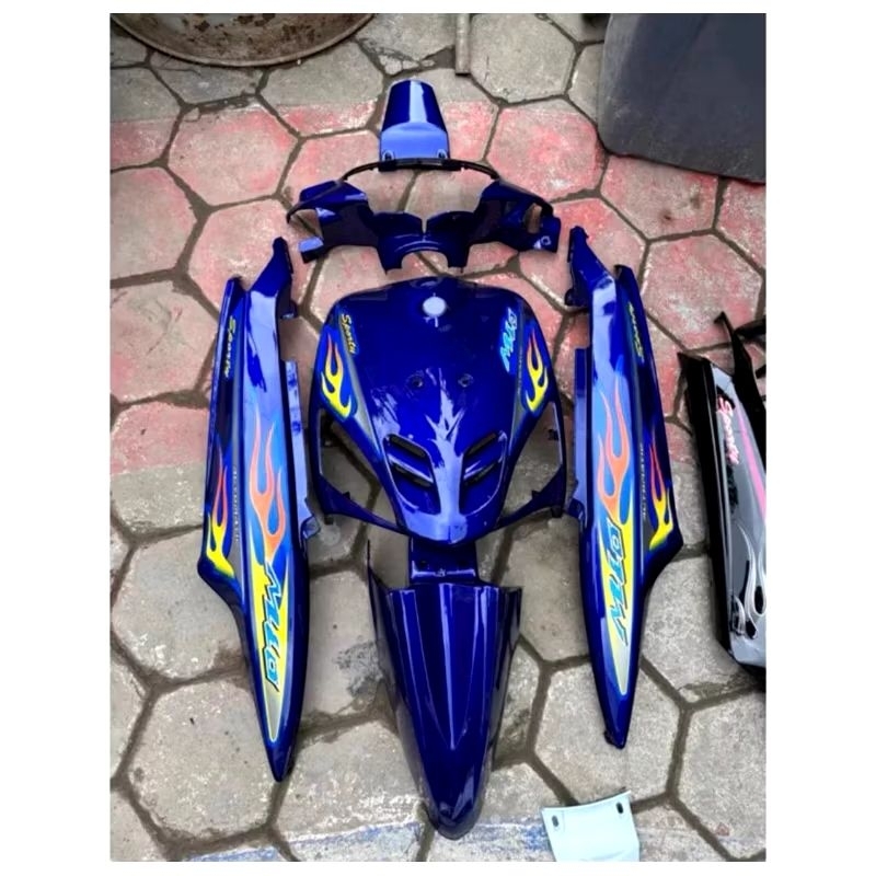 Body set halus mio lama old warna Biru set stirping Paket Body mio sporty