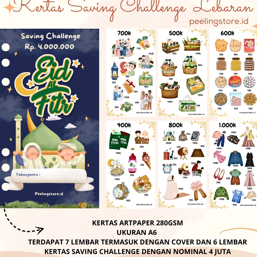 

Ekstra kes saving challenge idul fitri kes menabung kes sinking fund Uk A6 6 ring