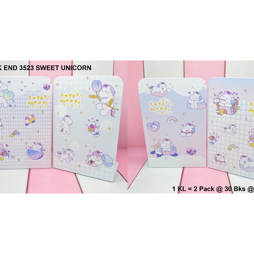 

FG2 penahan buku atau stand book dari besi motif sweet memory unicorn
