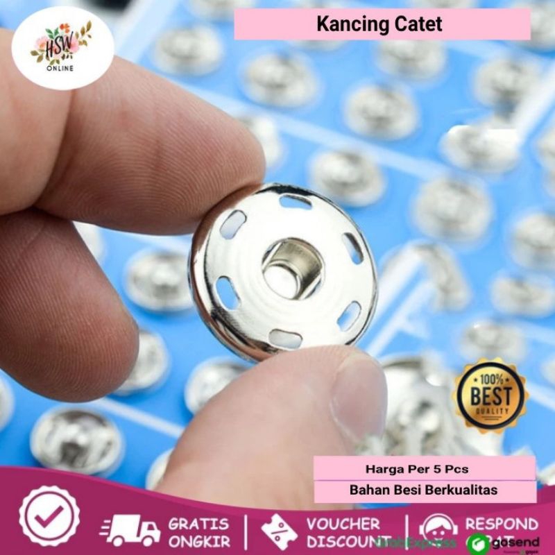 Kancing Jepret Besi Kancing Catet Spring Press Stud Ukuran Kecil Sedang Besar Lion Brand Warna Silve