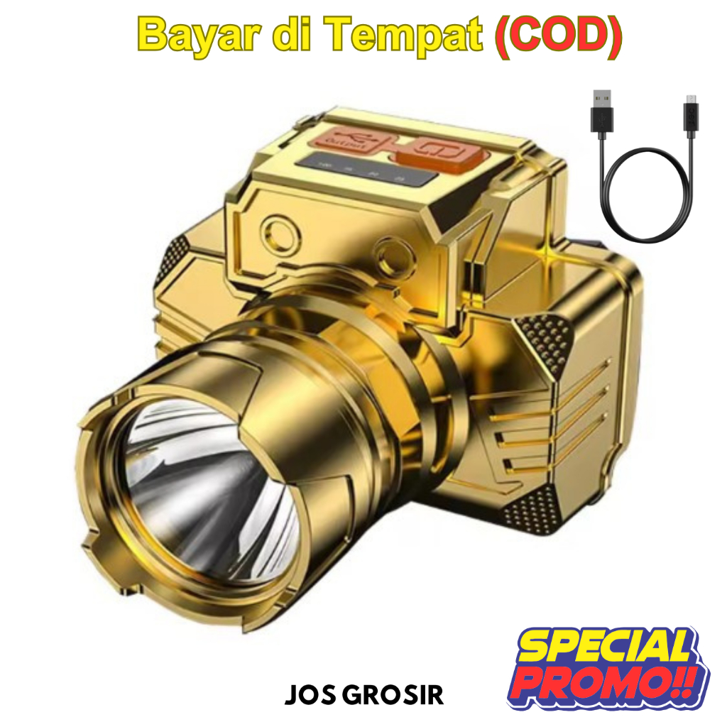 Best Premium Senter Kepala Super Terang Usb Led Headlamp Senter Camping 3mode Penerangan Terbaik Mur