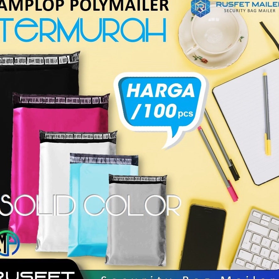 

Terbaru Amplop Polymailer Polos PerPack Solid Color isi 1pcs Plastik Packing Olshop Rusfet Ecer