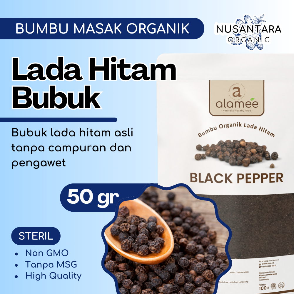 

ALAMEE Bubuk Lada Hitam 50 gram Merica Blackpepper Powder Bumbu Masak Dapur Organik Rempah Rimpang
