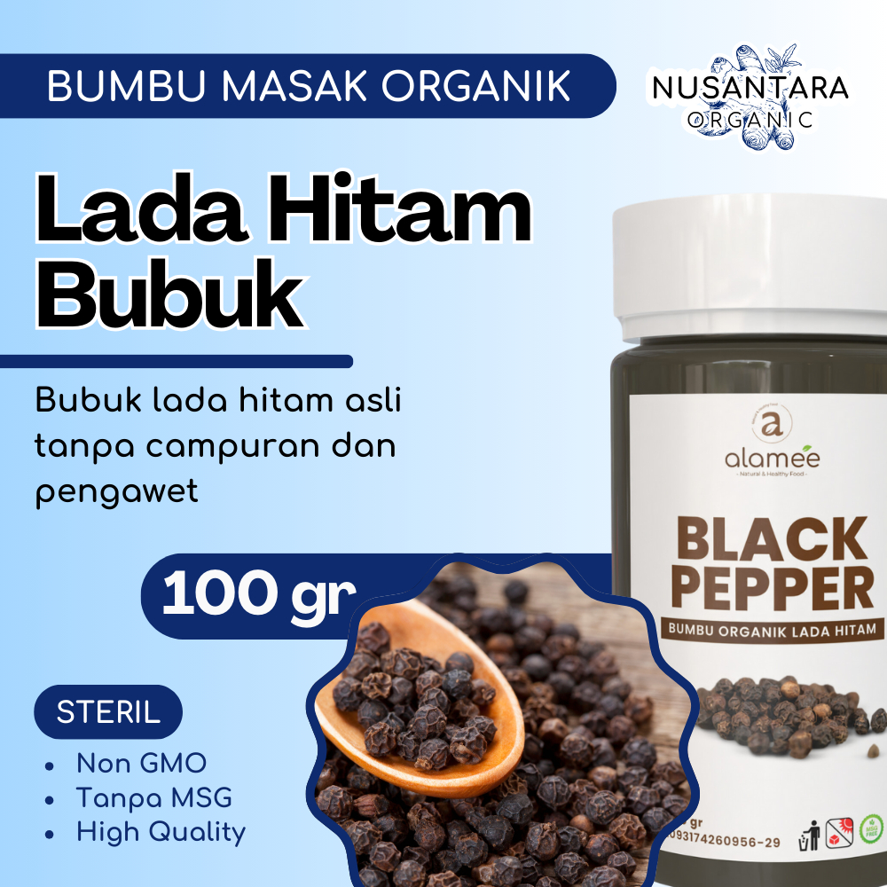 

ALAMEE Bubuk Lada Hitam Tabur 100 gram Merica Blackpepper Bumbu Masak Dapur Organik Rempah Rimpang