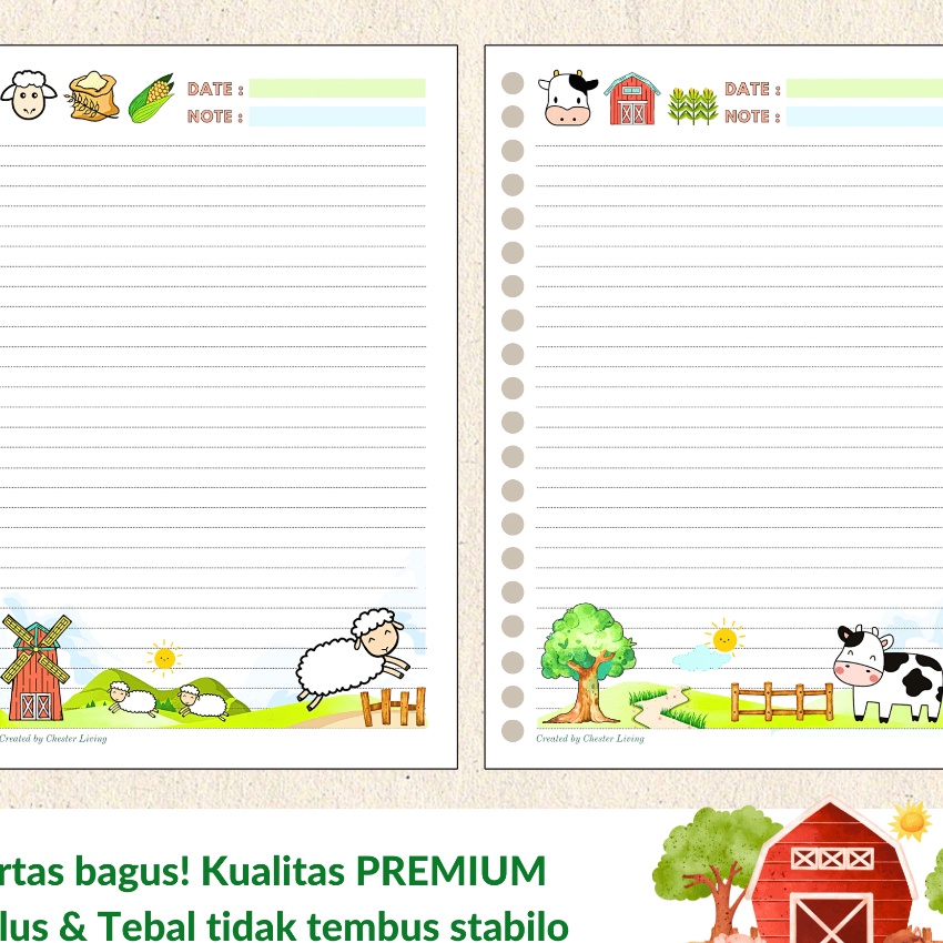 

Cashback Binatang Lucu Peternakan Loose leaf Isi Kes File binder A5B5 Tebal Refill Map Binder Grid Dotted Blank Garis Kotak Titik Polos CHESTER LIVING